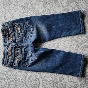 Girls Miss Me Size 10 Cuffed Capri JK7523P Embellished Sparkle